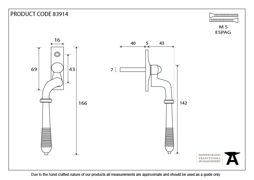 Polished Nickel Reeded Espag - LH