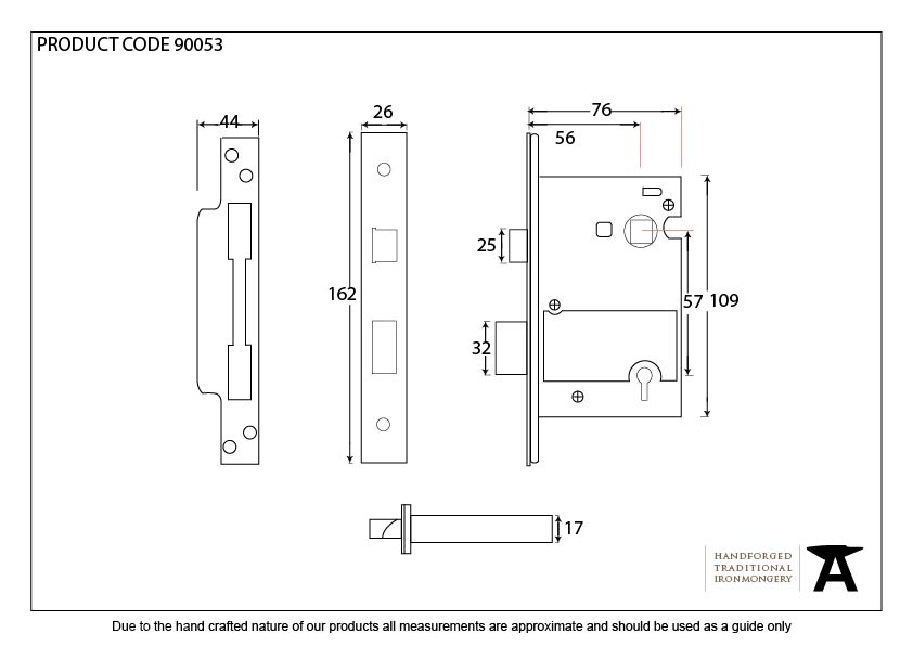 Black 3" 5 Lever Heavy Duty BS Sash Lock