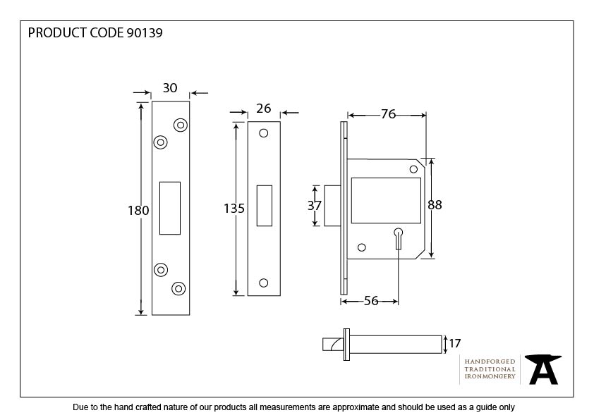 SS 3" 5 Lever BS Deadlock