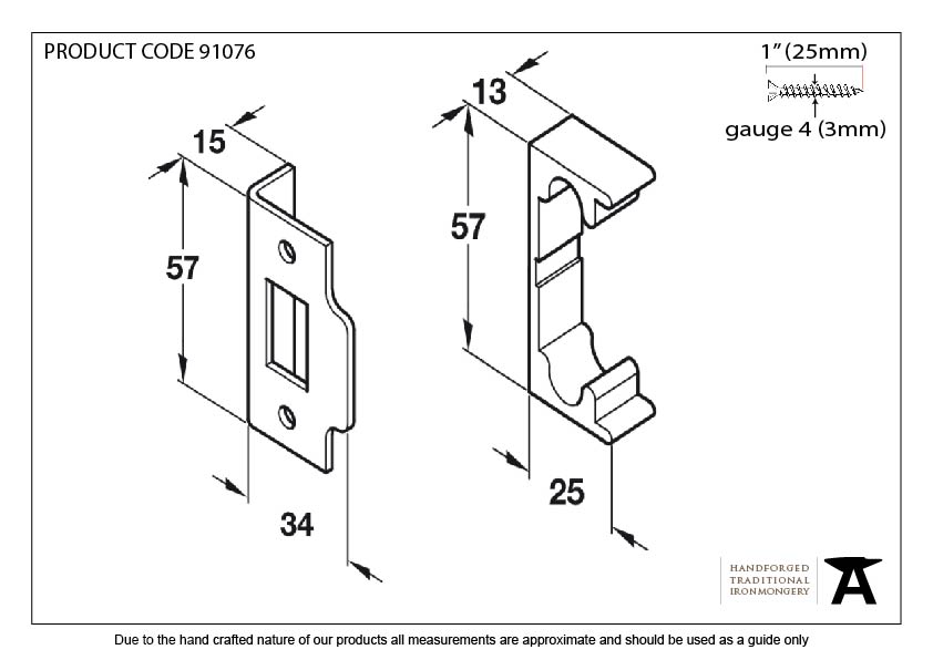 Electro Brassed _" Rebate Kit for Tubular Mortice Latch