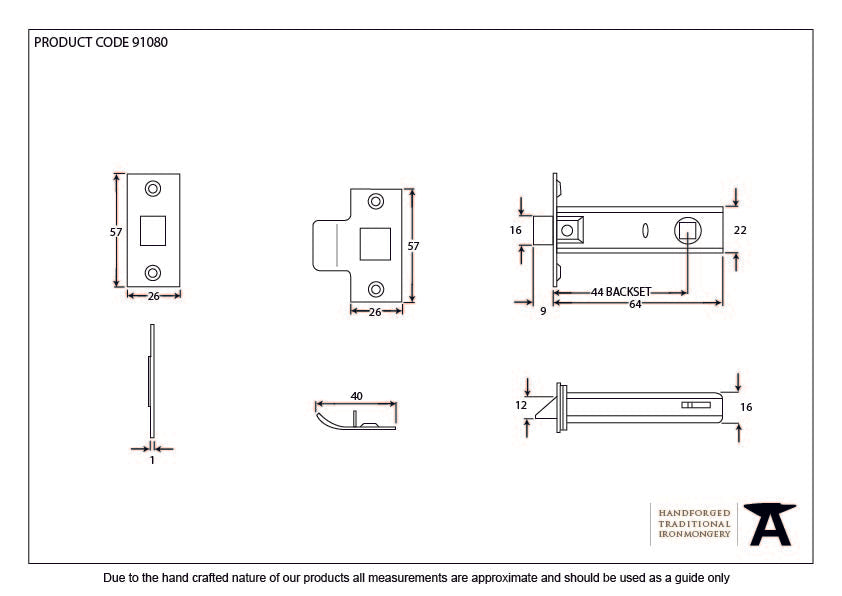 Nickel 2_" Tubular Mortice Latch