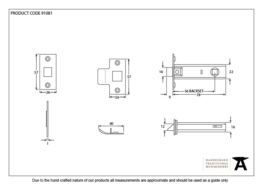 Electro Brassed 3" Tubular Mortice Latch