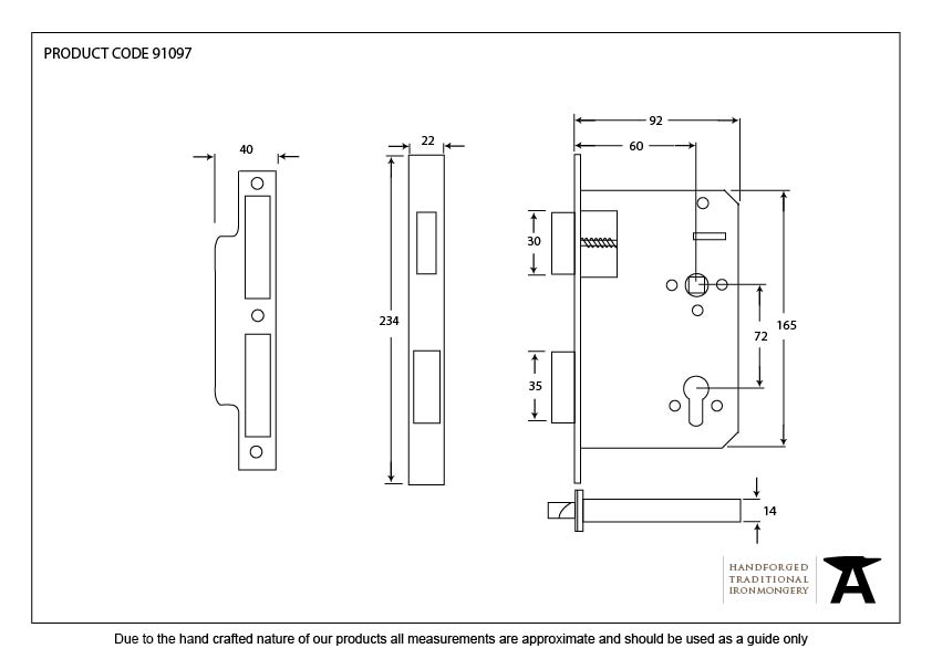 SS 60mm Backset 72mm Centre - Euro Sashlock