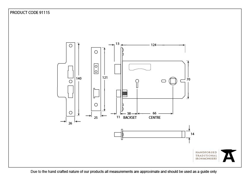 PVD 5" Horizontal 3 Lever Sash Lock