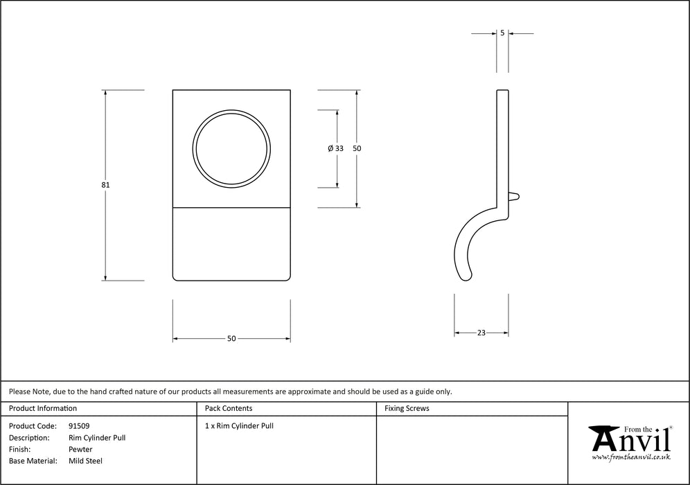 Pewter Rim Cylinder Pull