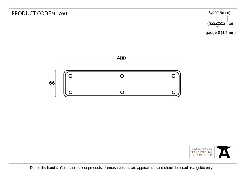 Black 400mm Plain Fingerplate