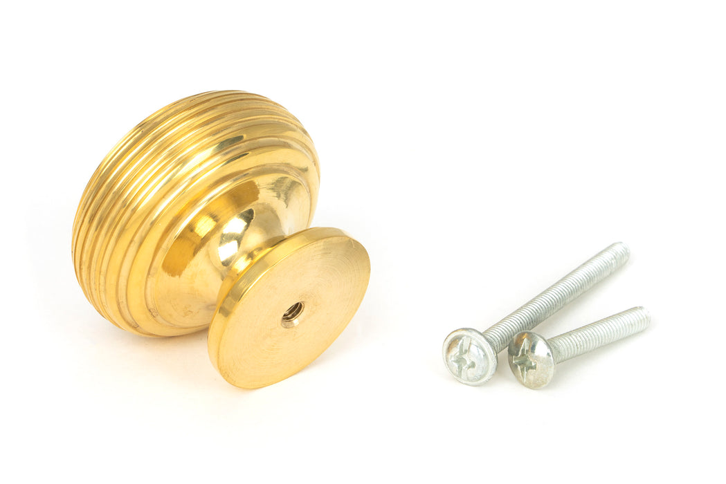 Polished Brass Beehive Cabinet Knob 40mm