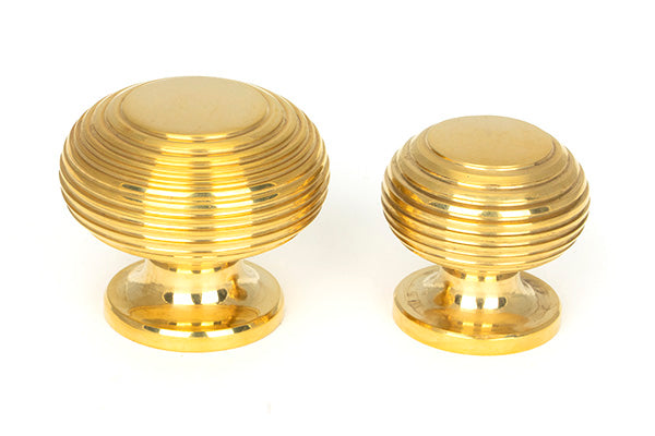 Polished Brass Beehive Cabinet Knob 40mm