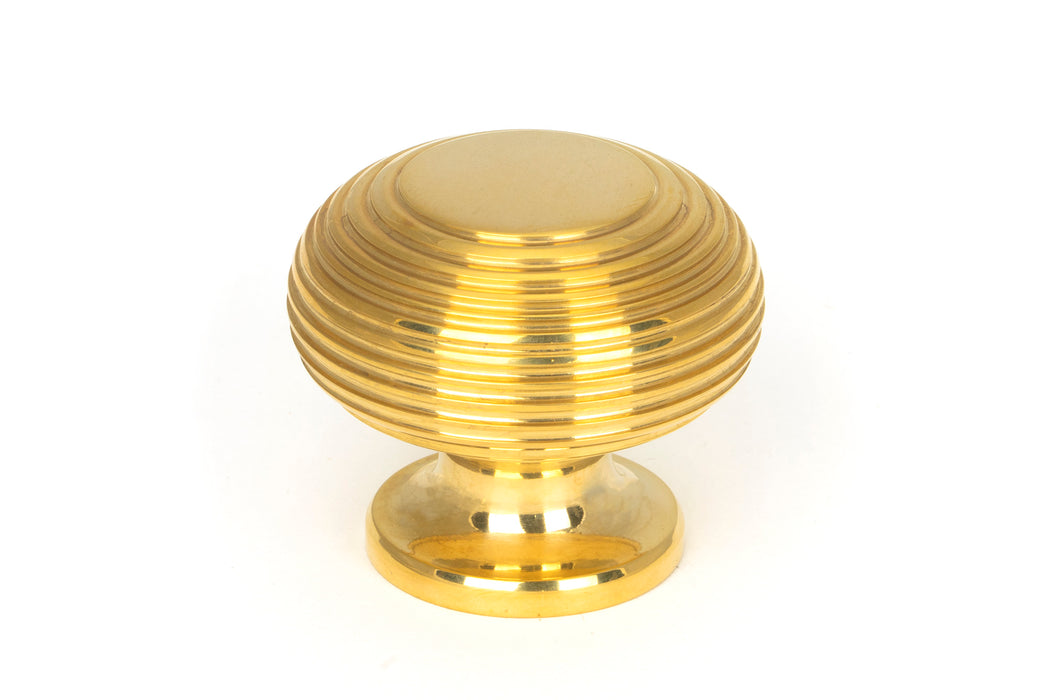 Polished Brass Beehive Cabinet Knob 40mm