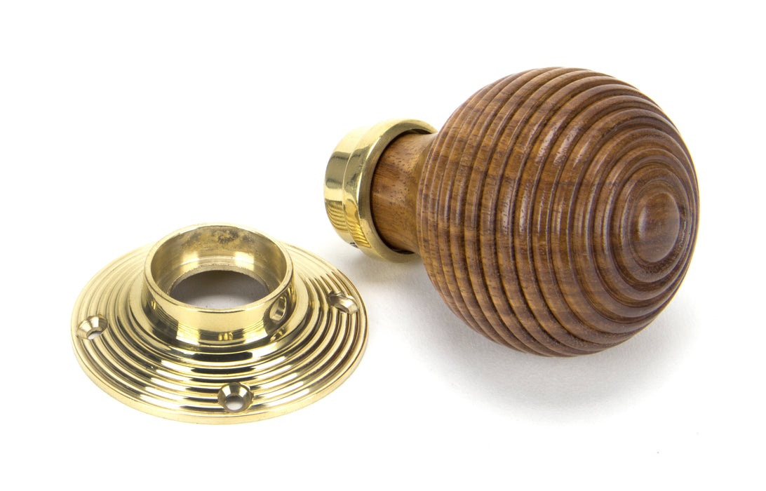 Rosewood & Polished Brass Beehive Mortice/Rim Knob Set — Irontree