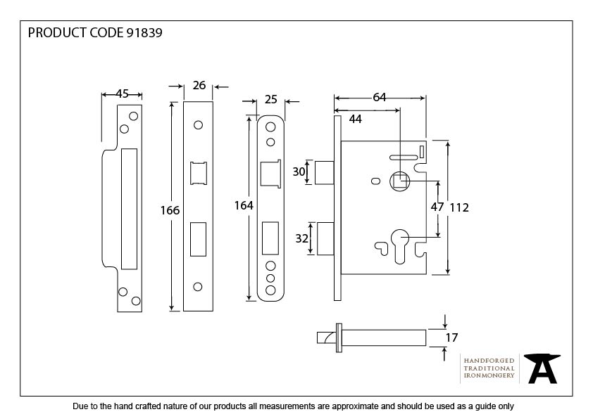 PVD 2_" Euro Profile Sash Lock