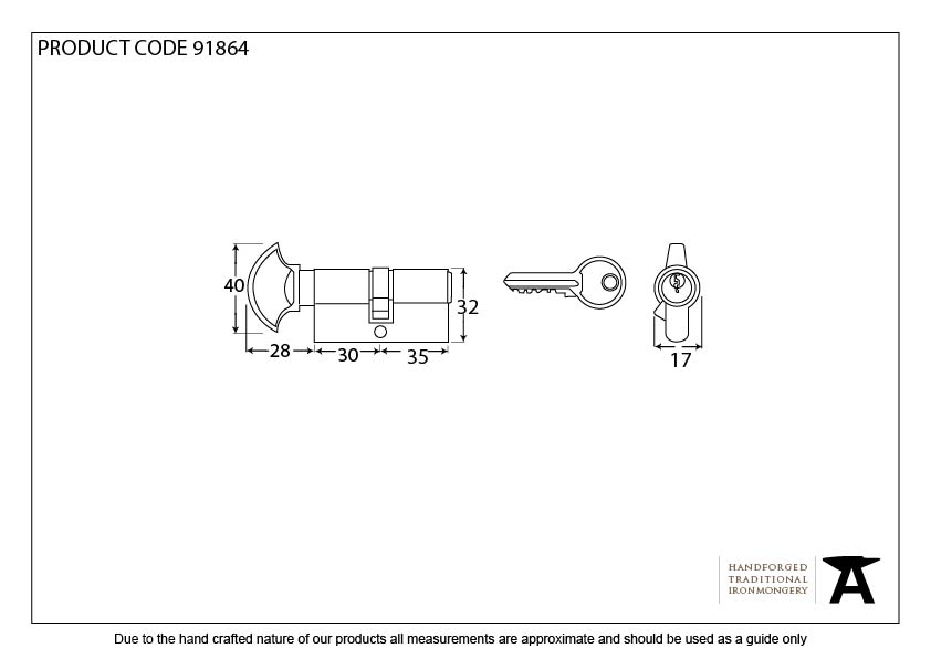 Black 30T/35 6pin Euro Cylinder/Thumbturn