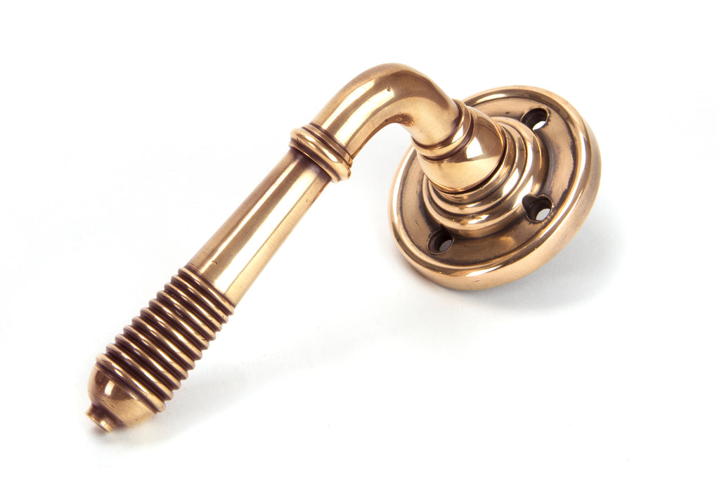 Polished Bronze Reeded Lever on Rose Set