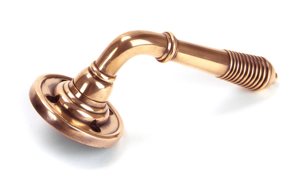 Polished Bronze Reeded Lever on Rose Set