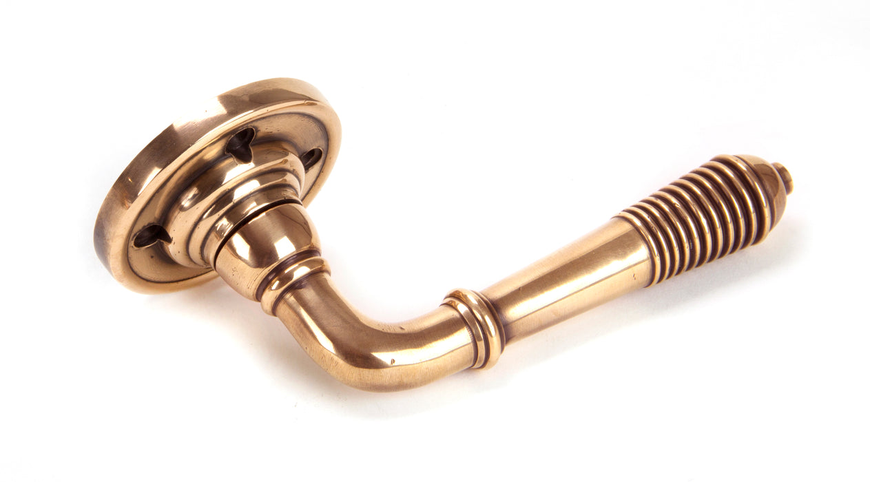 Polished Bronze Reeded Lever on Rose Set