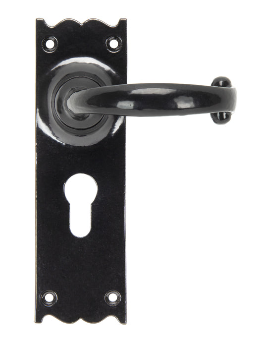 Black Cottage Lever Euro Lock Set