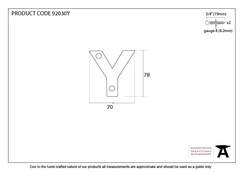 Aged Bronze Letter Y