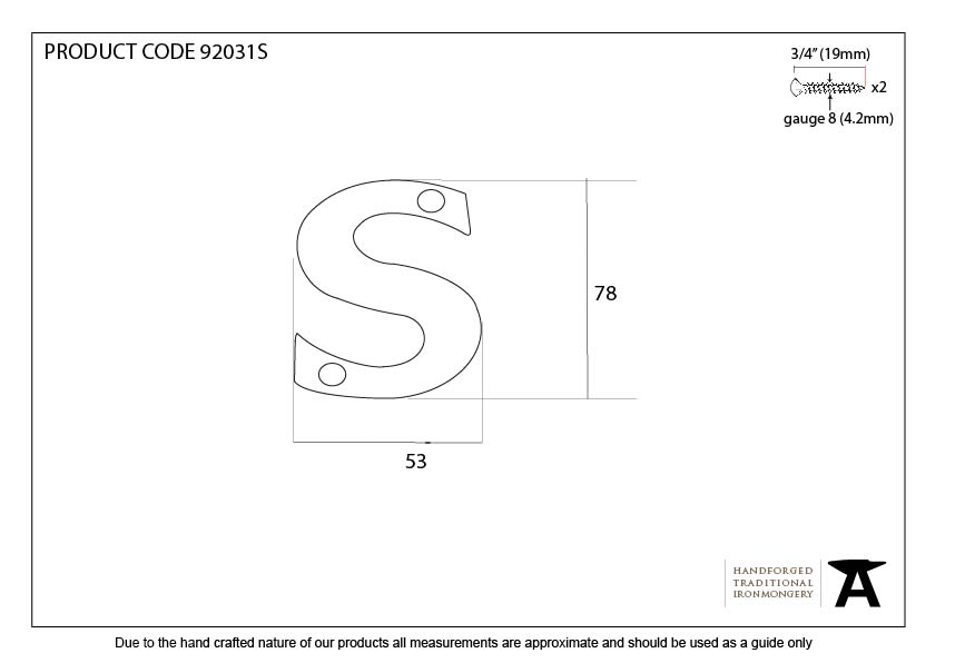 Polished Bronze Letter S