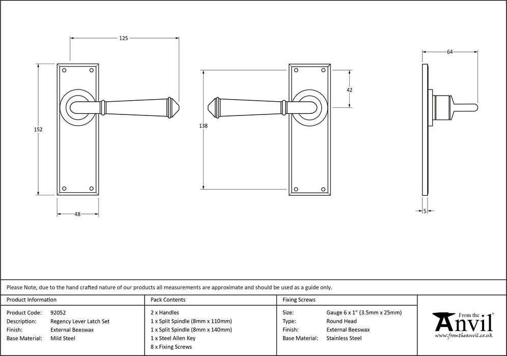 External Beeswax Regency Lever Latch Set