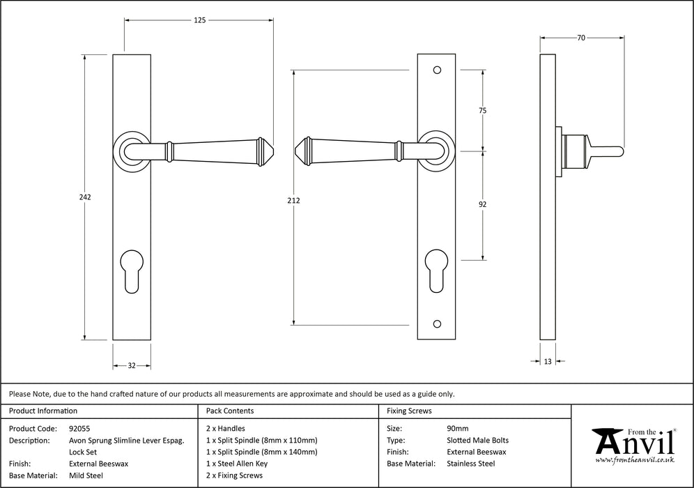 External Beeswax Regency Slimline Lever Espag. Lock Set