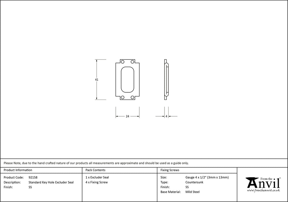 SS Standard Key Hole Excluder Seal